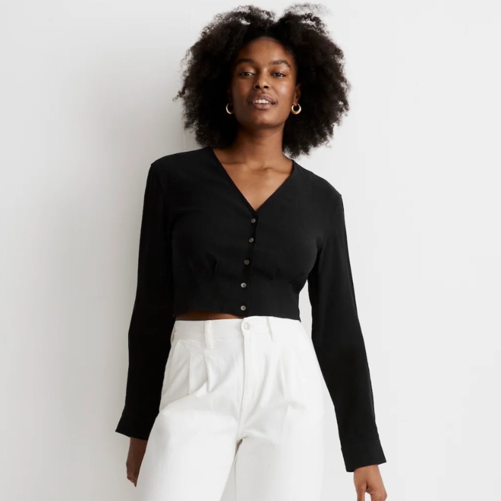Madewell Black V-Neck Blouse